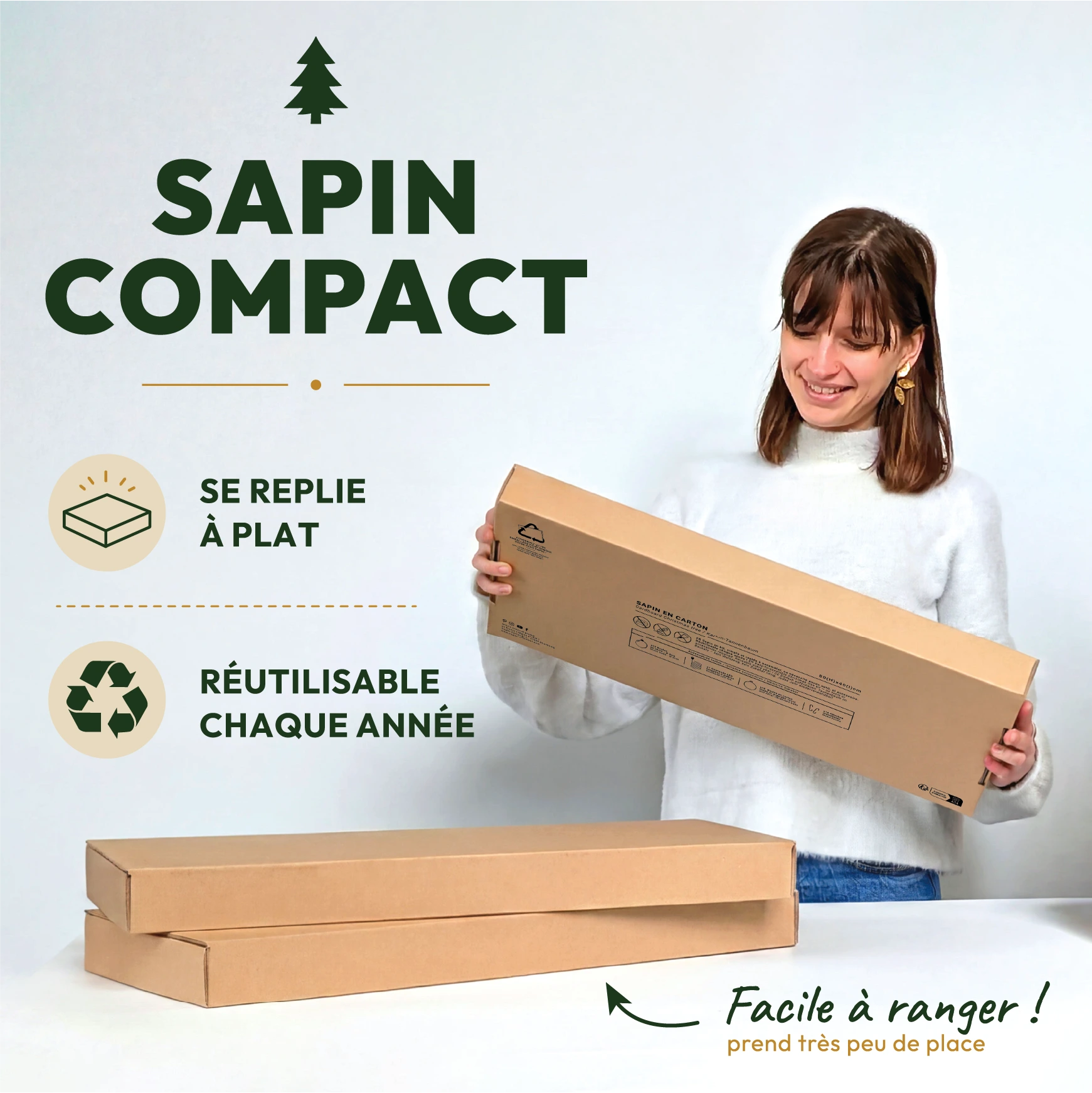 Mon beau Sapin - blanc - 87cm Studio Carton Brut